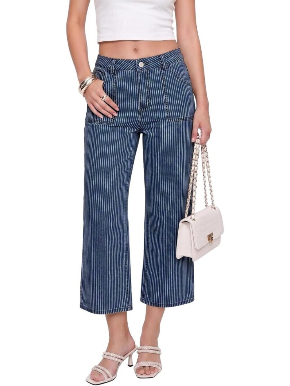 High-Waisted Cropped Jeans for Women | Straight Leg Denim Pants, Casual Style